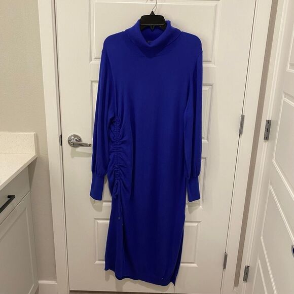 Ted Baker London Aavvaa Knitted Dress W/Ruched Side Detail, Blue. Size 5, US 12 - Picture 2 of 16